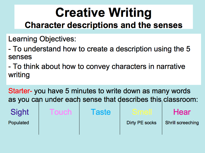 Descriptive Writing - Character descriptions, Lesson 2