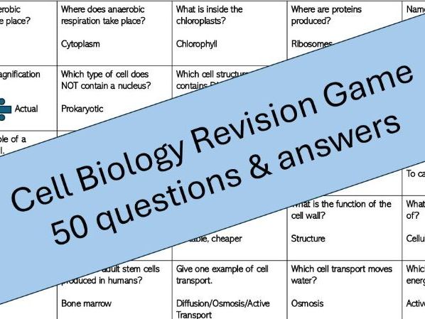 Cell Biology Revision Game Combined Science (8464) H & F