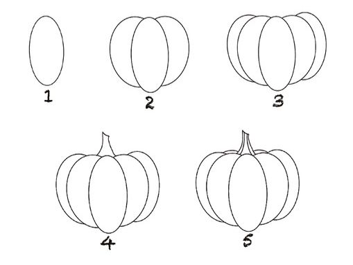 How to draw a realistic pumpkin step-by-step