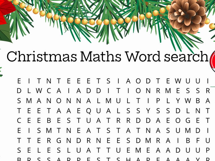 Christmas Maths Word Search | Festive Vocabulary Activity | KS2/KS3