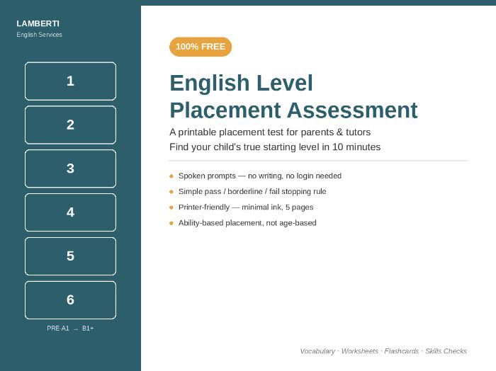 English Level Placement Test Free Printable Assessment