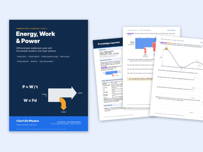 IGCSE Physics 0625 Energy, Work & Power Worksheets