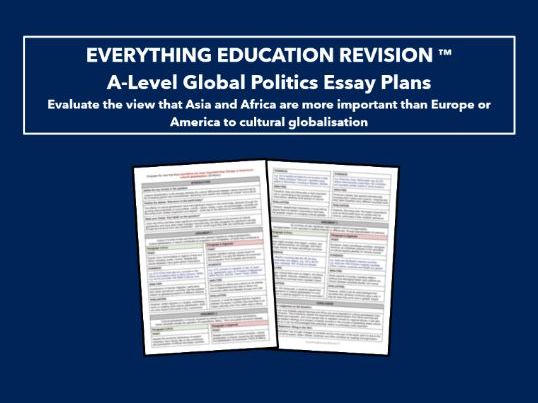 A-Level Global Politics Essay Plan – Importance of Different States to Cultural Globalisation