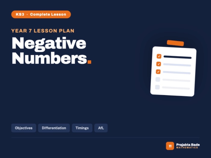 Year 7 Maths | Negative Numbers | Lesson Plan