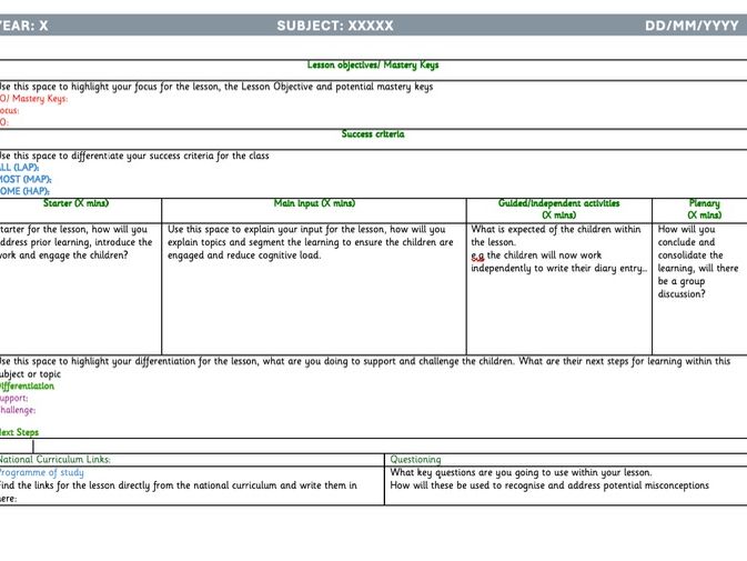 Lesson Plan Template with Guidance