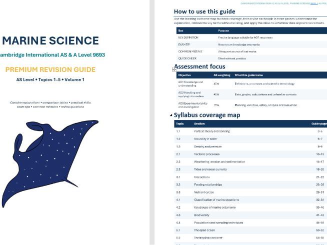 Cambridge AS Level Marine Science 9693 Revision Guide | Topics 1–5 | 64 Pages