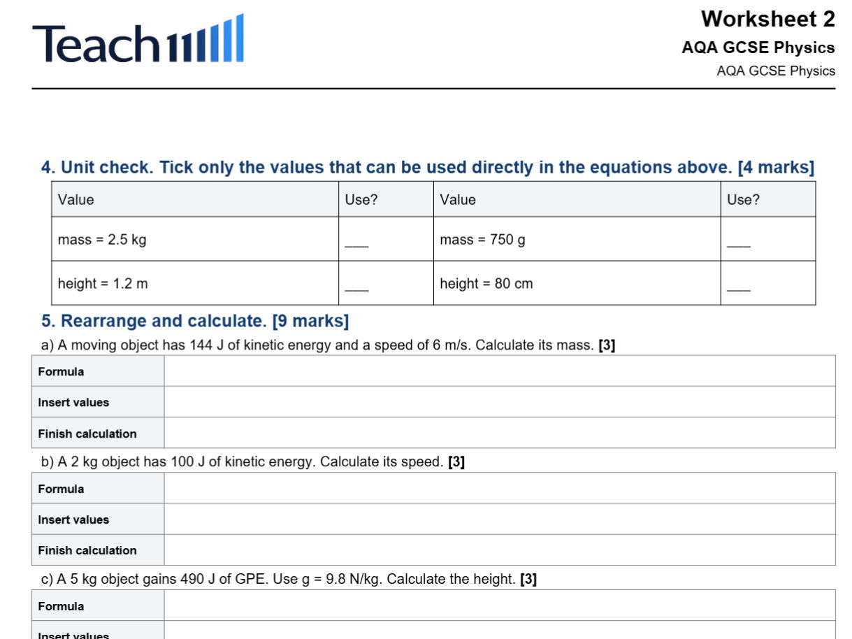 AQA Physics  GCSE  All  72 Worksheets and Teacher answers covering the whole course