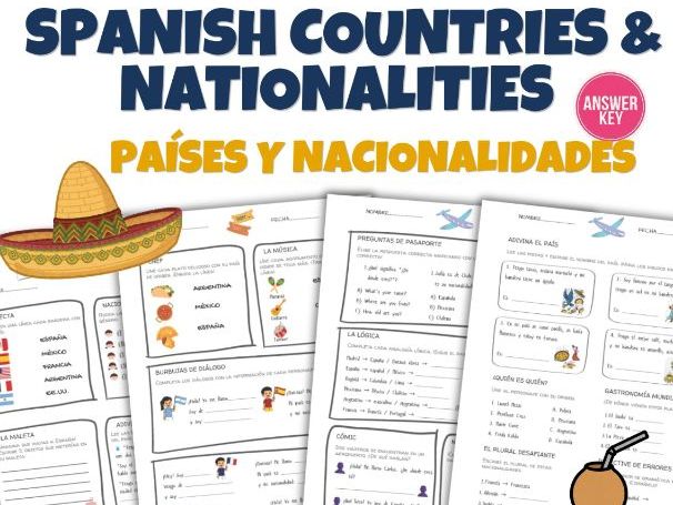 Spanish Countries and Nationalities Worksheets - Activities A1 A2