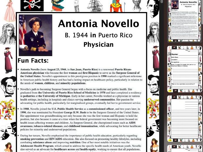Antonia Novello PACKET & ACTIVITIES, Important Historical Figures Series