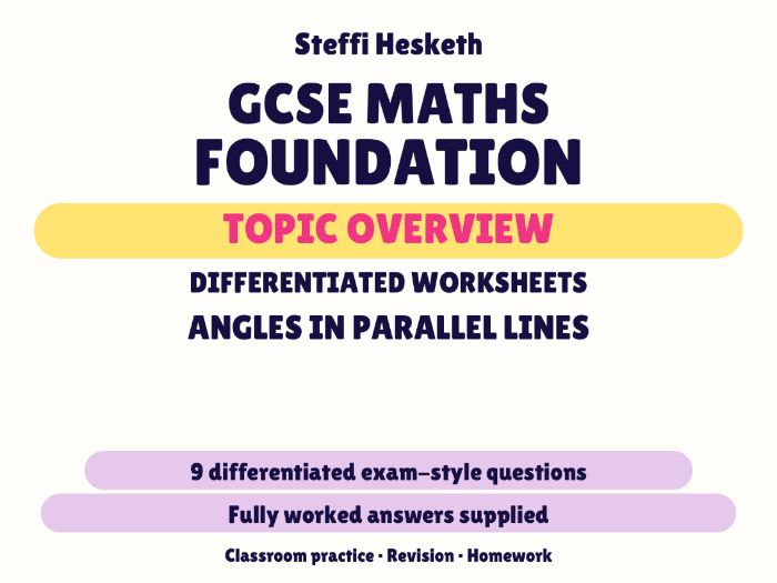 GCSE Foundation Angles in Parallel Lines | Topic Overview Differentiated Worksheet