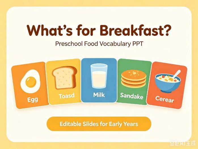 PPT: What’s For Breakfast PreSchool ESLFood Vocabulary