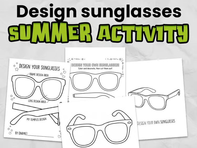 Design Your Own Sunglasses Template | Summer Craft Activity | End of Term Art