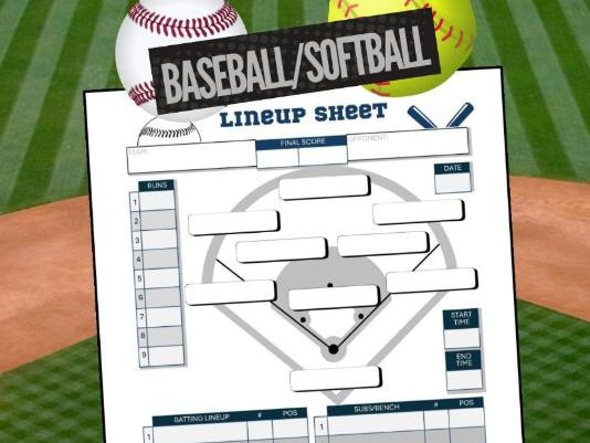 Baseball or Softball Lineup and Position Sheet and Template 8.5x11" | 1 digital download 1 template