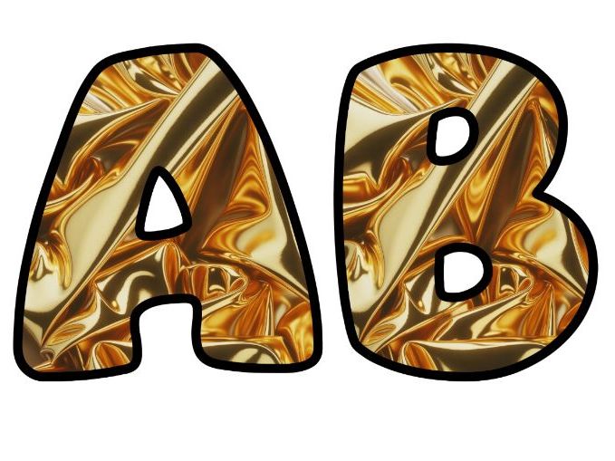 Gold Foil Shiny Alphabet Lettering Set | Classroom Display | Upper & Lowercase, 0-9
