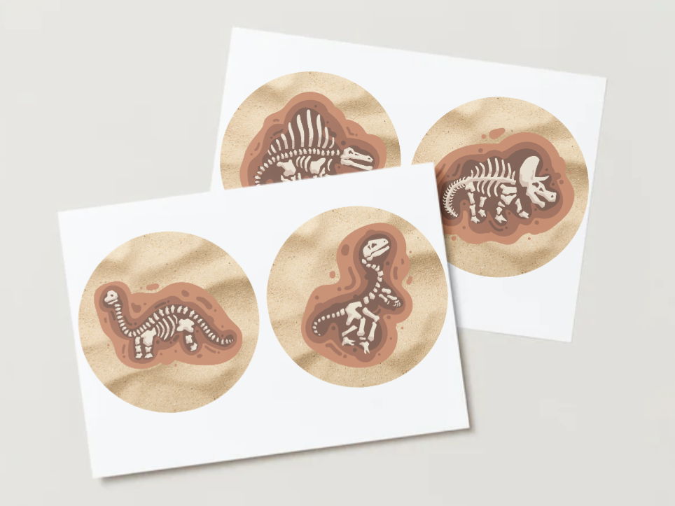 Dinosaur fossil matching cards