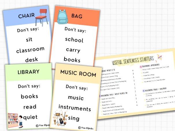 School Vocabulary Taboo Game – ESL Speaking Activity | School Objects & Places | No Prep | KS2