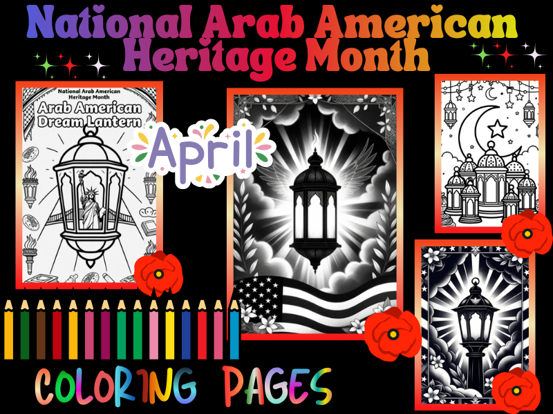 National Arab American Heritage Month Lantern & Light Coloring Pages for Kids