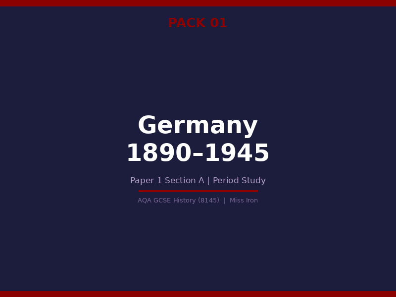 AQA GCSE History 8145 Germany 1890 to 1945 Revision Pack | Paper 1