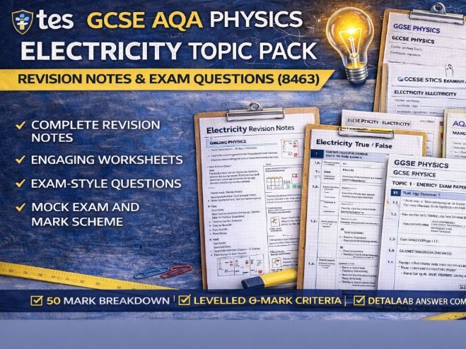 GCSE AQA Physics Electricity Topic Pack – Revision Notes, Worksheets & Exam Questions (8463)