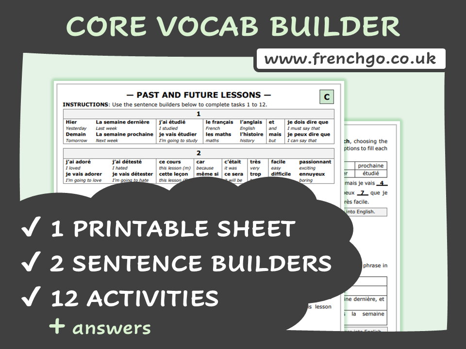 (2026) AQA GCSE French Vocabulary Builder — Past & Future Lessons