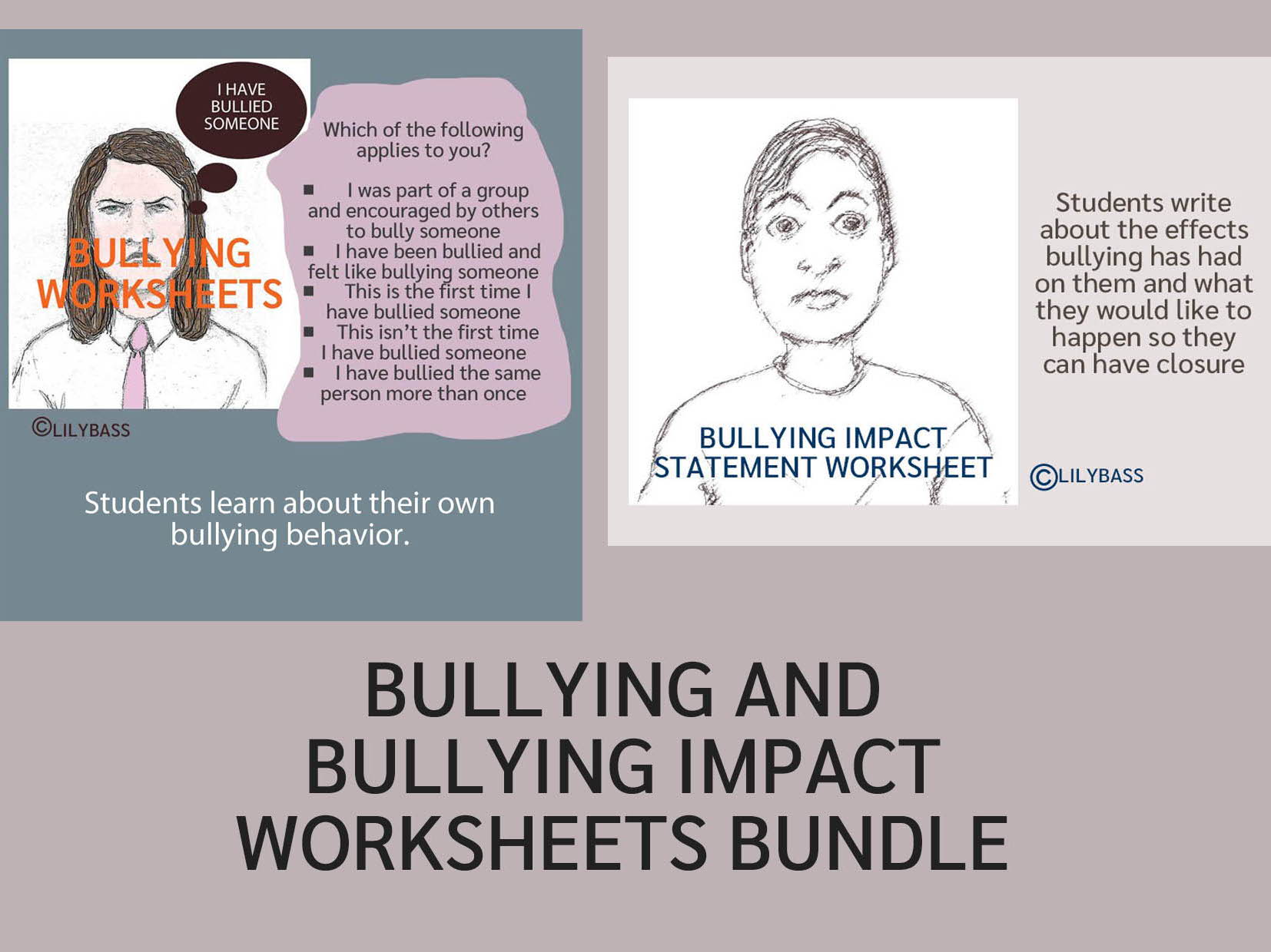 Bullying and Bullying Impact Worksheets Bundle (US)