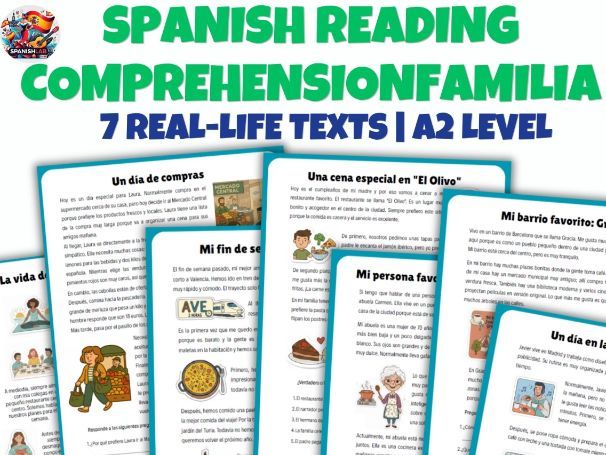 Spanish Reading Comprehension Bundle | 7 A2 Texts Grammar & Speaking Activities (ELE/KS4/Adults)