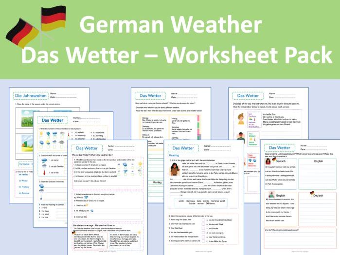 German Weather Das Wetter Worksheet Pack
