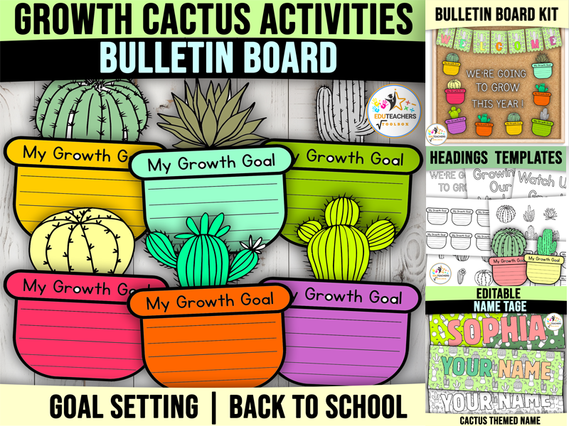 Growth Mindset Bulletin Board Kit | Cactus Goal Setting-Back to School Activites