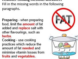 Cooking Methods Worksheet Activity