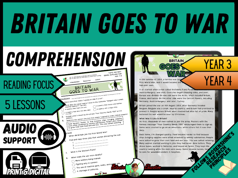 Britain Goes to War – WWI | Non-Fiction Text & Comprehension | Year 3/4
