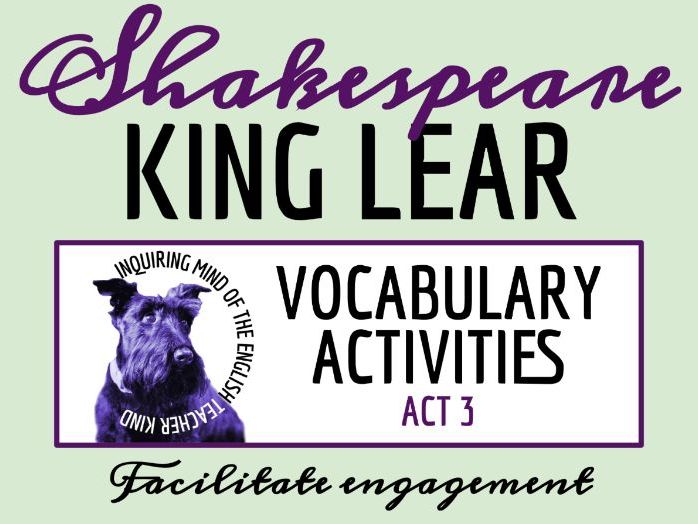 Shakespeare's King Lear Act 3 Vocabulary Games | Crossword Puzzle | Word Search