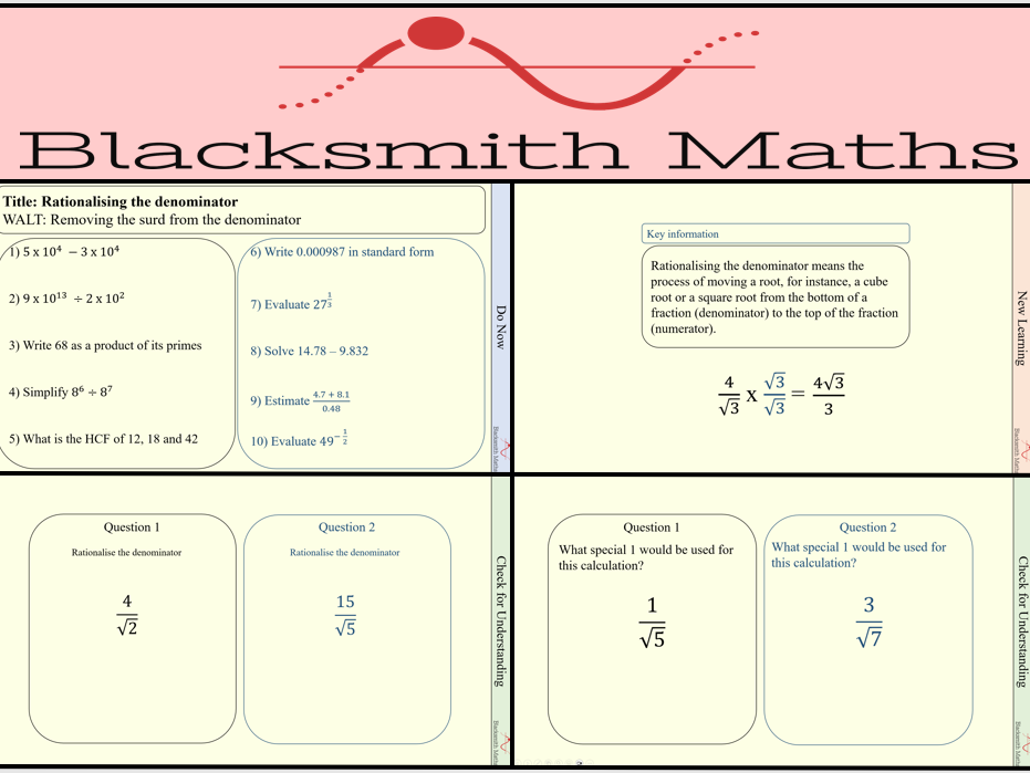 Rationalising the denominator - lesson | Teaching Resources