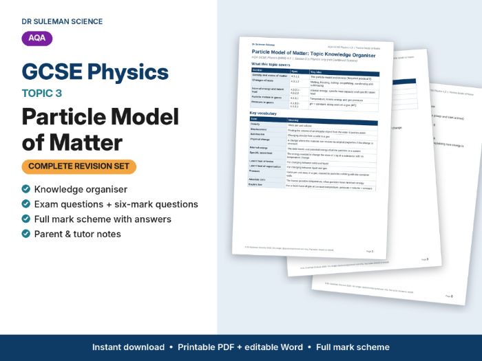 AQA GCSE Physics P3 Particle Model of Matter Revision