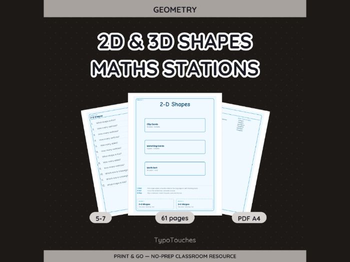 2D & 3D Shapes Maths Stations | 61 Sheets