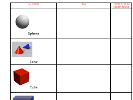 3D Shape Hunt Tally Chart