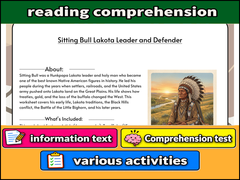 Sitting Bull Lakota Leader and Defender & Comprehension Test