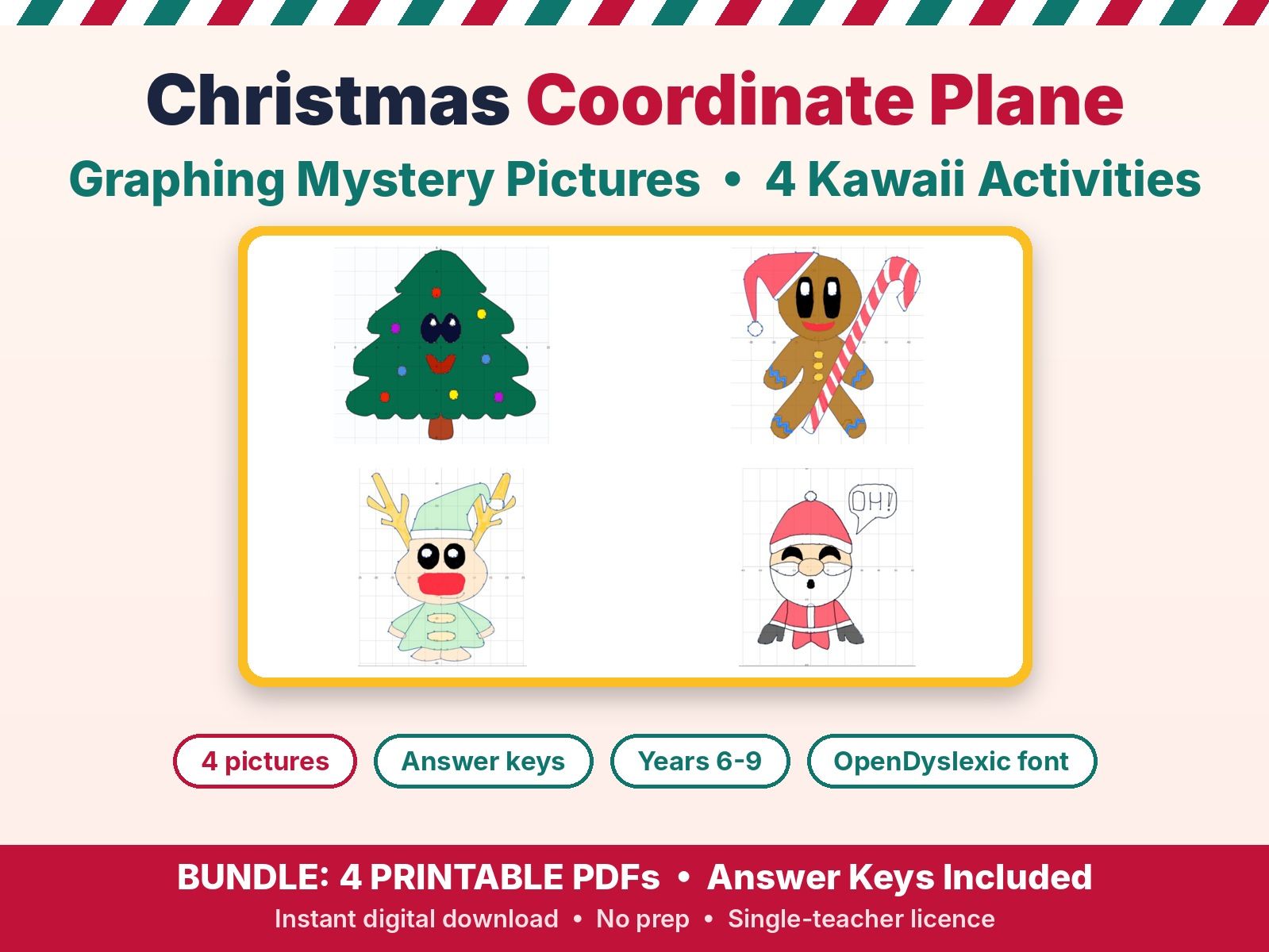 Christmas Coordinate Plane Graphing Pictures