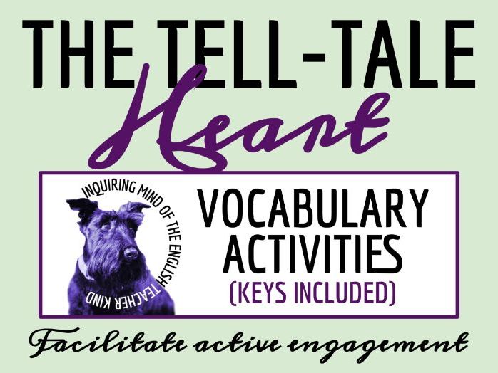 "The Tell Tale Heart" by Edgar Allan Poe Vocabulary Games | Crossword Puzzle | Word Search