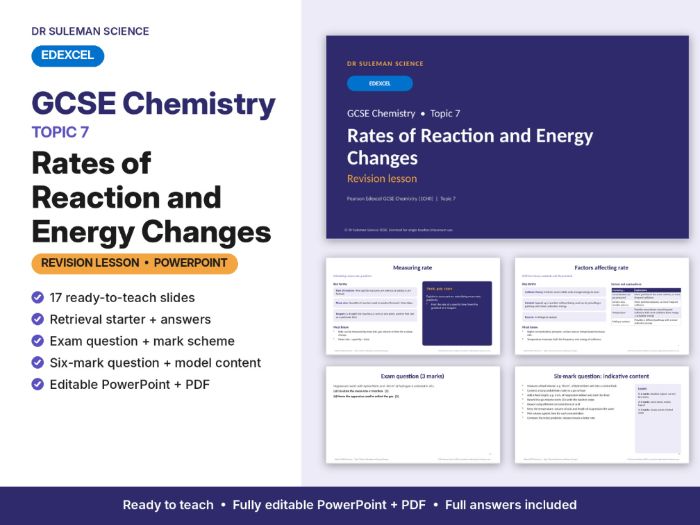 Edexcel GCSE Chemistry Topic 7 Rates & Energy Changes Revision Lesson
