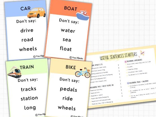 Transportation Taboo Game – ESL Speaking Activity | Transport Vocabulary | No Prep | KS2