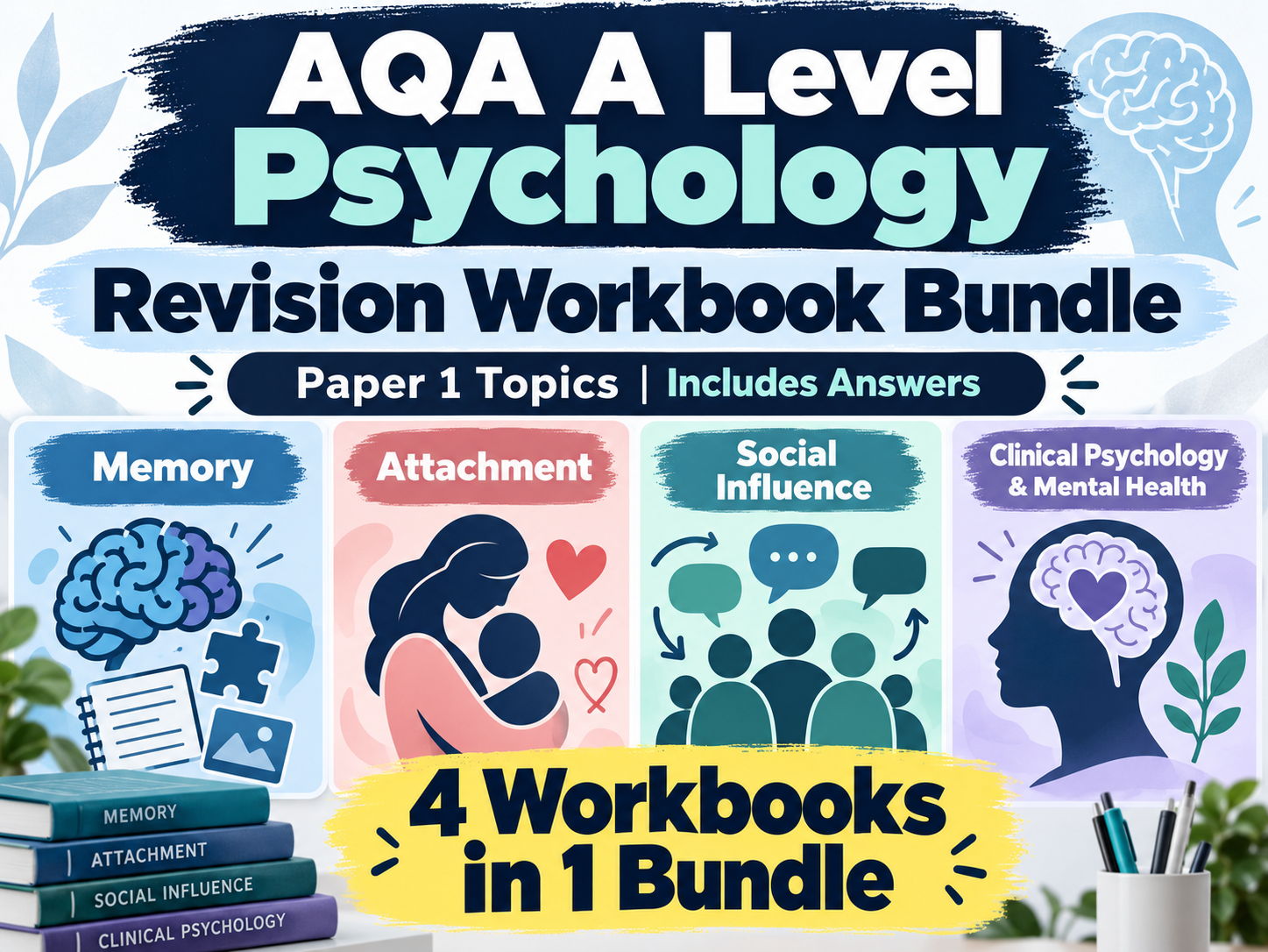 AQA A Level Psychology- Complete Paper 1 Revision Workbook Bundle | Includes Answers