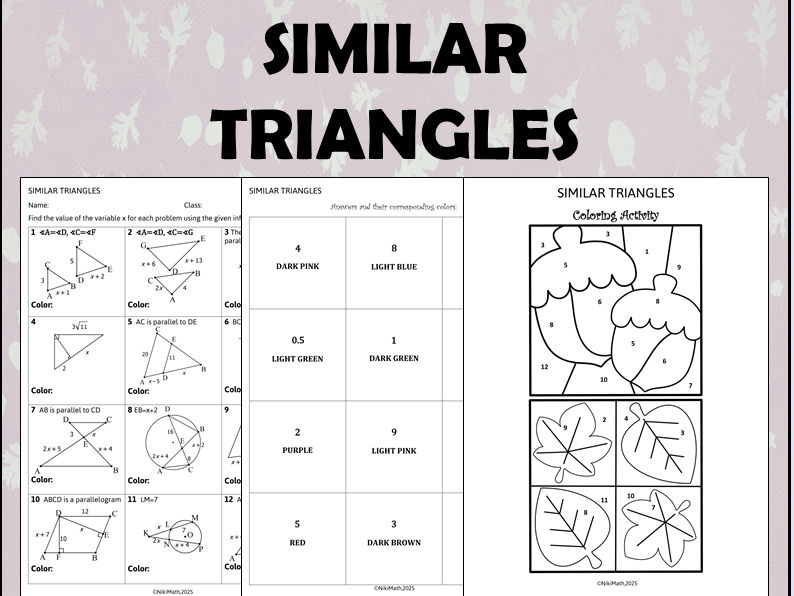 Similar Triangles - Coloring Activity/Color by Code