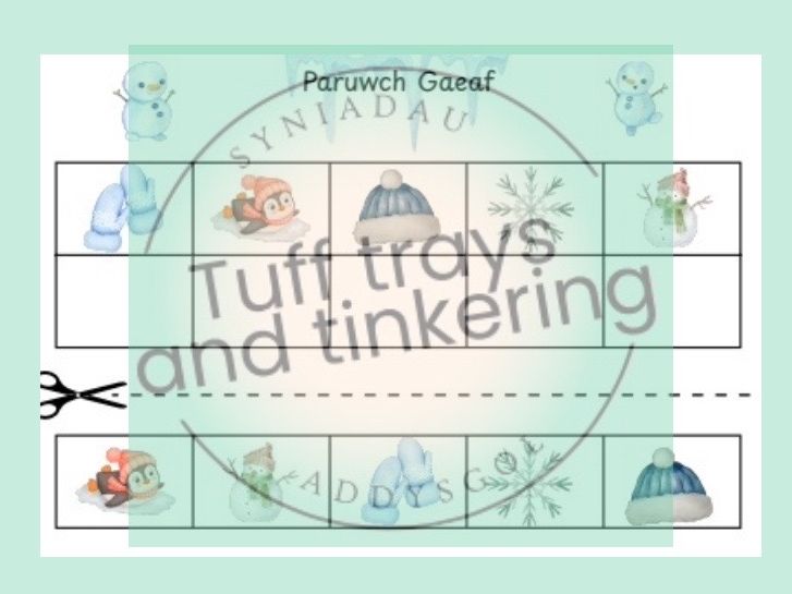 gaeaf meithrin eyfs cyfnod sylfaen torri a gludo ps1 mathemateg