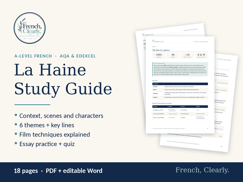 A-level French La Haine Study Guide (AQA & Edexcel) – Themes, Film Techniques & Essays