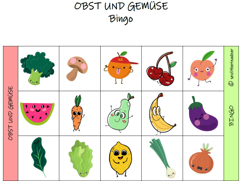 DAZ/DAF Obst&Gemüse -  Bingo&Flashcards