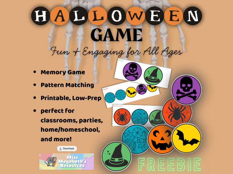 FREE Halloween Pattern Match & Memory Challenge Game | Low-Prep Printable Activ.