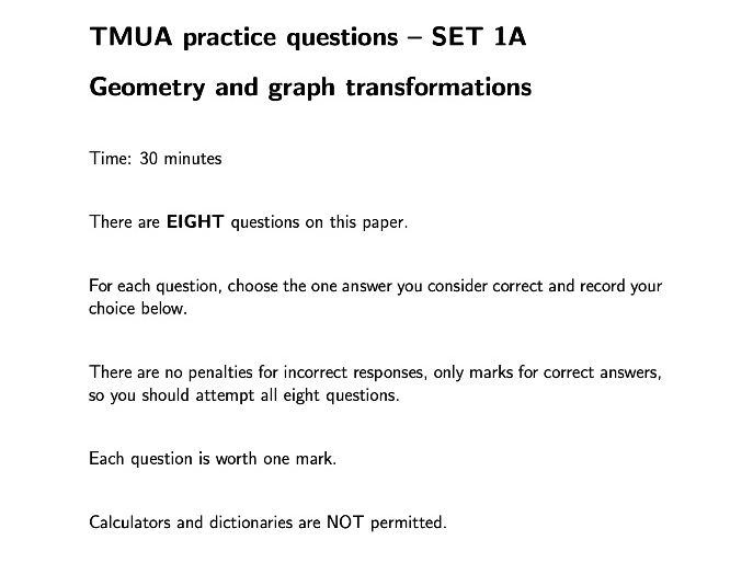TMUA mini exams