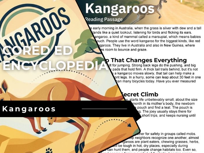 Kangaroos Reading Comprehension Passage - Cored Ed Encyclopedia