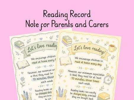 Reading Record Note for Parents and Carers