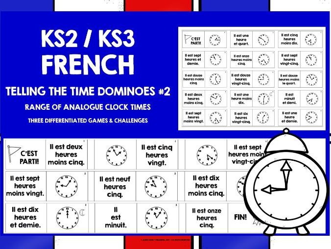 FRENCH TELLING THE TIME DOMINOES #2